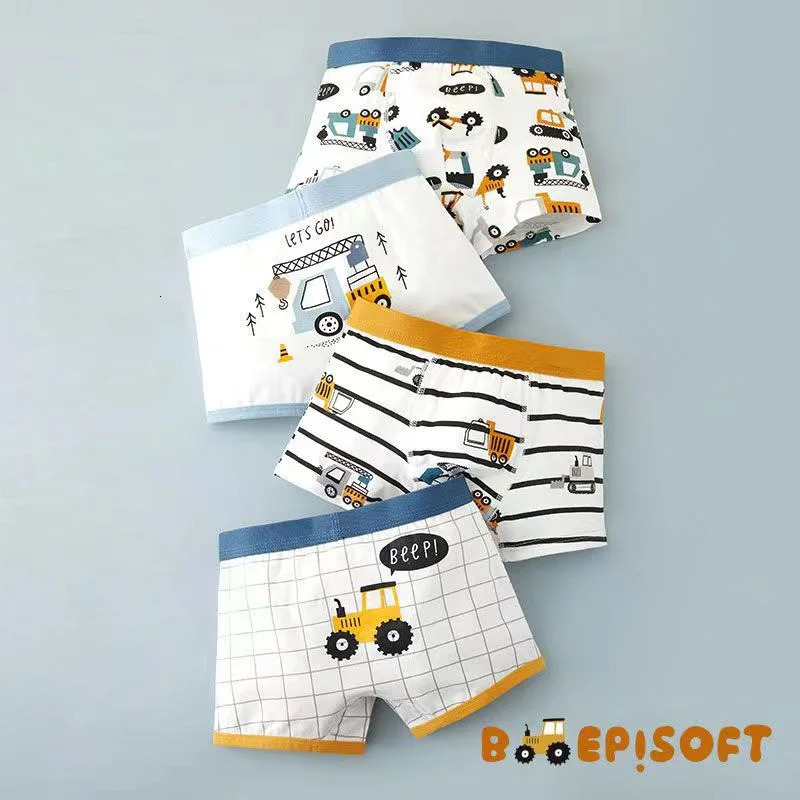 4pcs Childrens Underwear for Boys Cotton Cute Dinosaur Shorts Panties Fashion Teenage Breathable Soft Boxers Toddler Underpants 260311