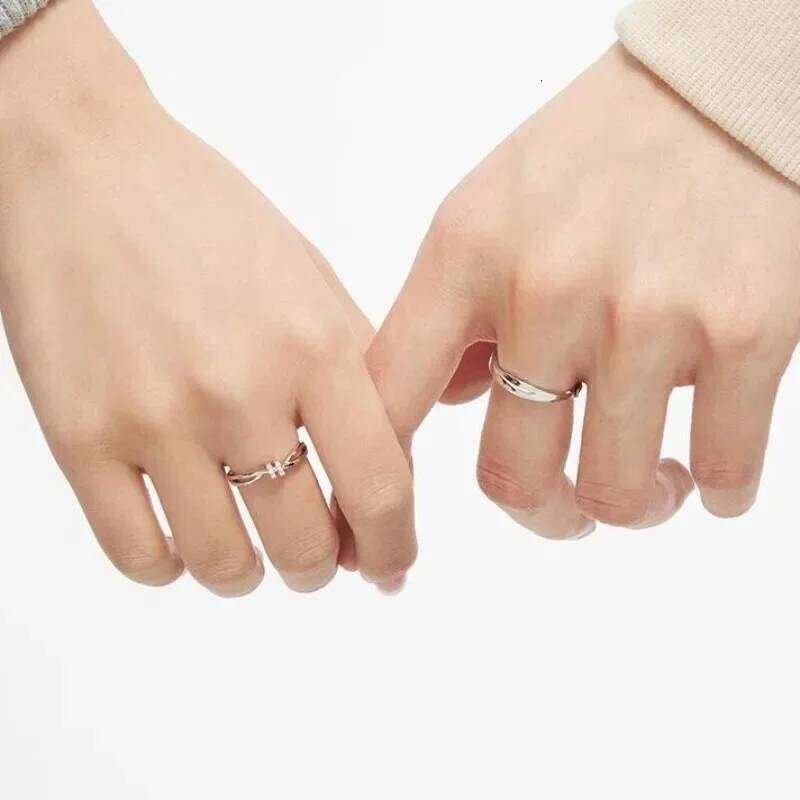 2pcs/set Valentine's Day Adjustable Open Couple Engagement Rings for Women Men Wedding Ring Party Fashion Jewelry Gift W260311