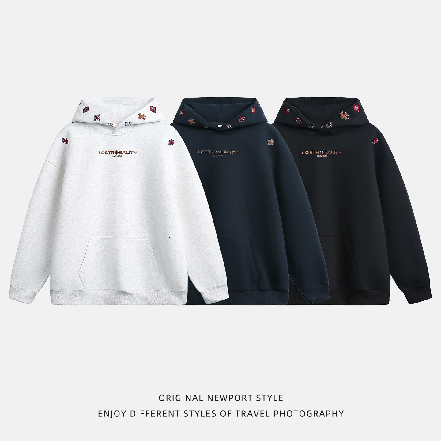 Ethnic Style Textured Embroidered Heavyweight Hooded Sweatshirt For Men Autumn Designer Hoodie High Street Silhouette Sports Hoodie Jacket