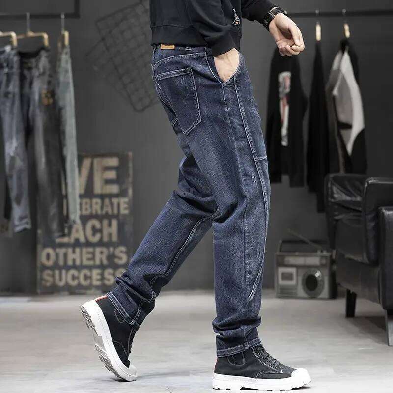 Summer Designer Clothes High Quality Punk Harajuku Fashion Casual Plus Size Slim Fit Denim Jeans 2025 Cowboy Pants for Men