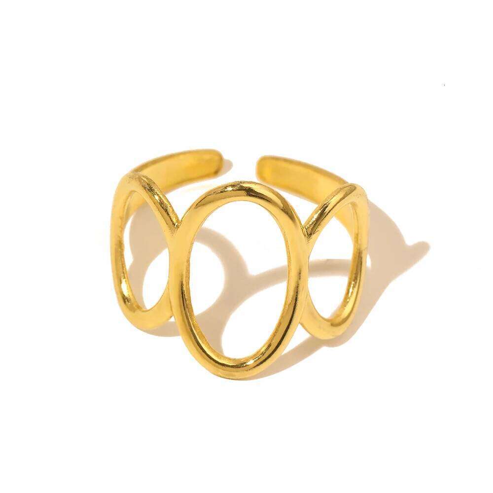 DGIDDK Stainless Steel Geometric Openwork Design Open Ring Unisex Simple And Fashionable Adjustable Finger Jewelry Party Gifts H260312