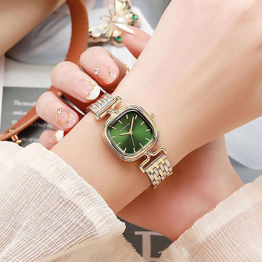 Fashion 2025 Women's Simple Small Square Quartz Watch Luxury Ladies Stainless Steel with Gold Strap Business Clock Wristwatch