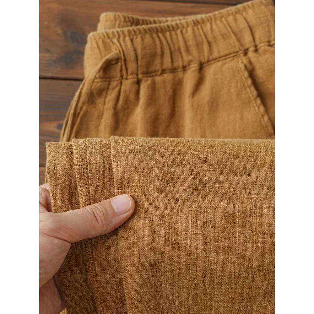 Casual Linen Pants Men Wide Leg Lightweight Baggy Cotton Sweatpants Male Sport Jogger Straight Work Trousers
