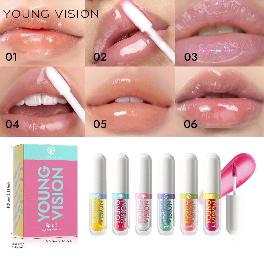 YOUNG VISION 6-Color Refreshing Fruit Flavored Oil Set Colorful, Hydrating, and Moisturizing Lip Gloss W260311