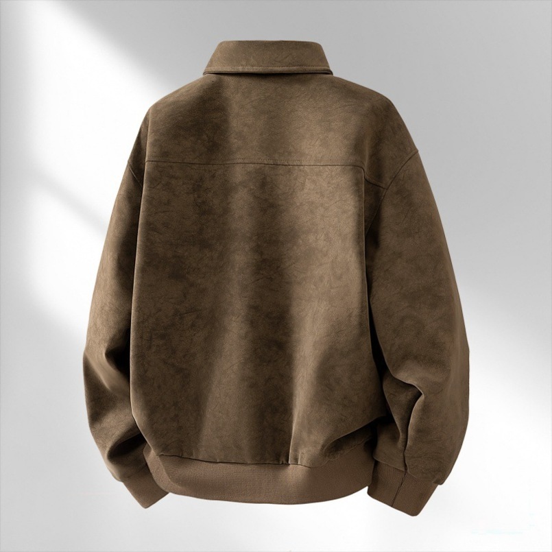 Cross-border American-style jackets for men women, turn-down collar, warm, Hong Kong-style leather jacket, autumn and winter casual retro jacket