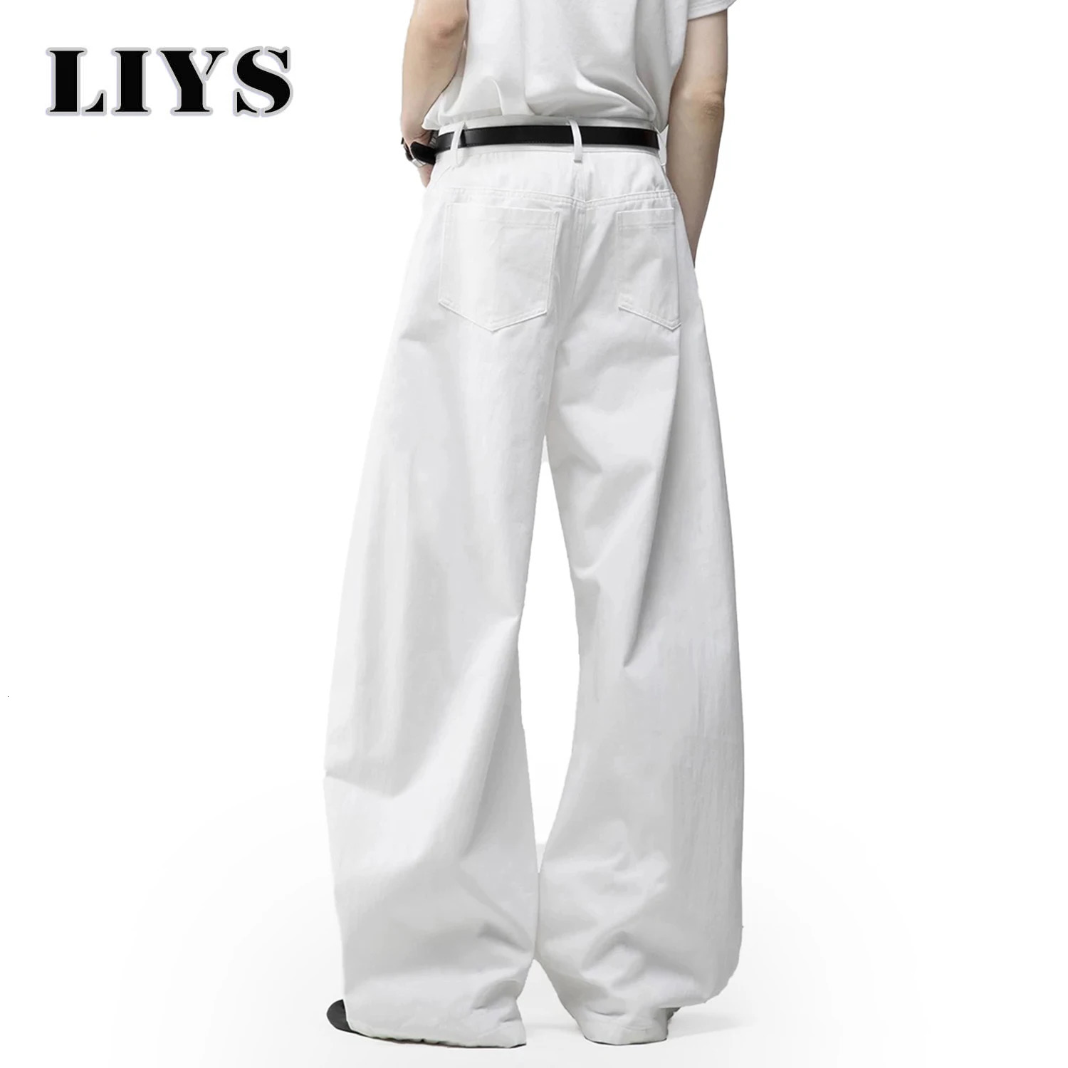 Mens White Baggy Machete Wide-Leg Jeans Daily Casual Denim Pants Solid Business Ladies Balloon Pants High Street Mens Clothes 260310