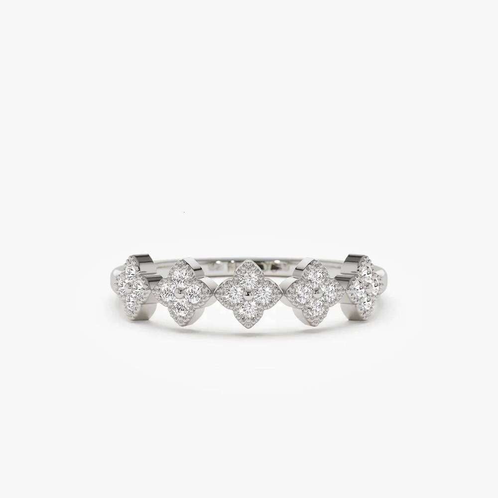 Ehhai Certified Round Moissanite Cr Cluster Rings for Women S925 Sterling Silver Wedding Engagement Ring Fine Jewelry Gifts H260312