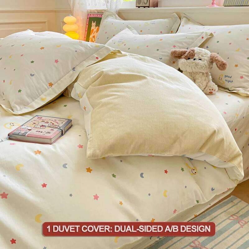 Cartoon Bedding Set 100% Cotton 3pcs Duvet Cover Set,Twin/Full 140x200 200x200, Breathable,Hypoallergenic,Fade Resistant H260312