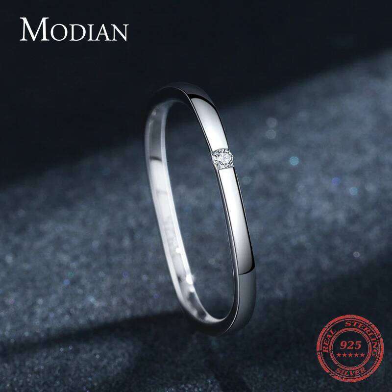 MODIAN 925 Sterling Silver Square Unique Band Fashion Design Finger Rings For Women Gold Color Wedding Statement Fine Jewelry H260312
