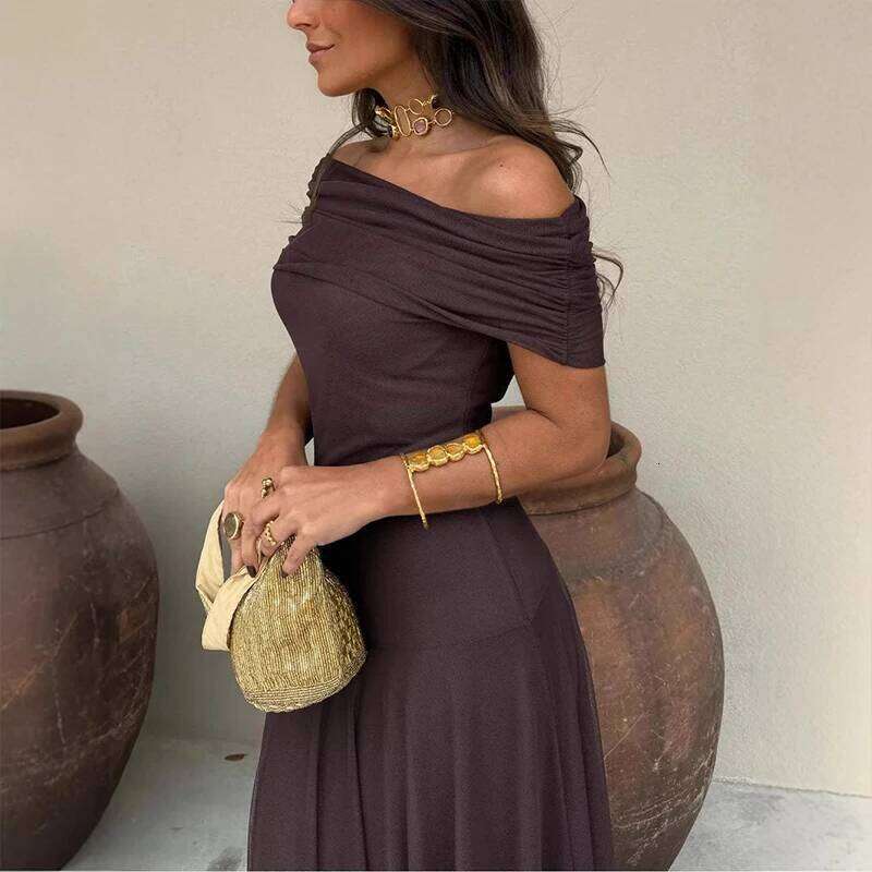 Sexy Sleeveless Commuter Fashion Hight Waist Strapless Slim Long Women Elegant Mesh Splicing Solid Color Party Dress C260312