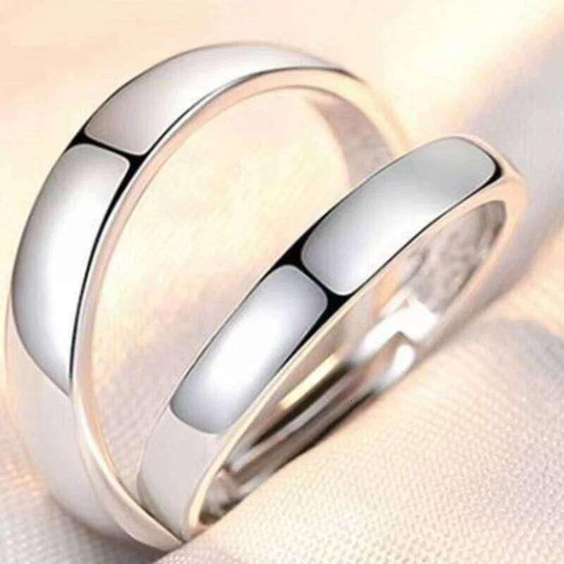 2PCS Fashion Exquisite Silver Color Couple Paired Ring For Women Men Opening Adjustable Engagement Wedding Gift Jewelry Accessor W260311