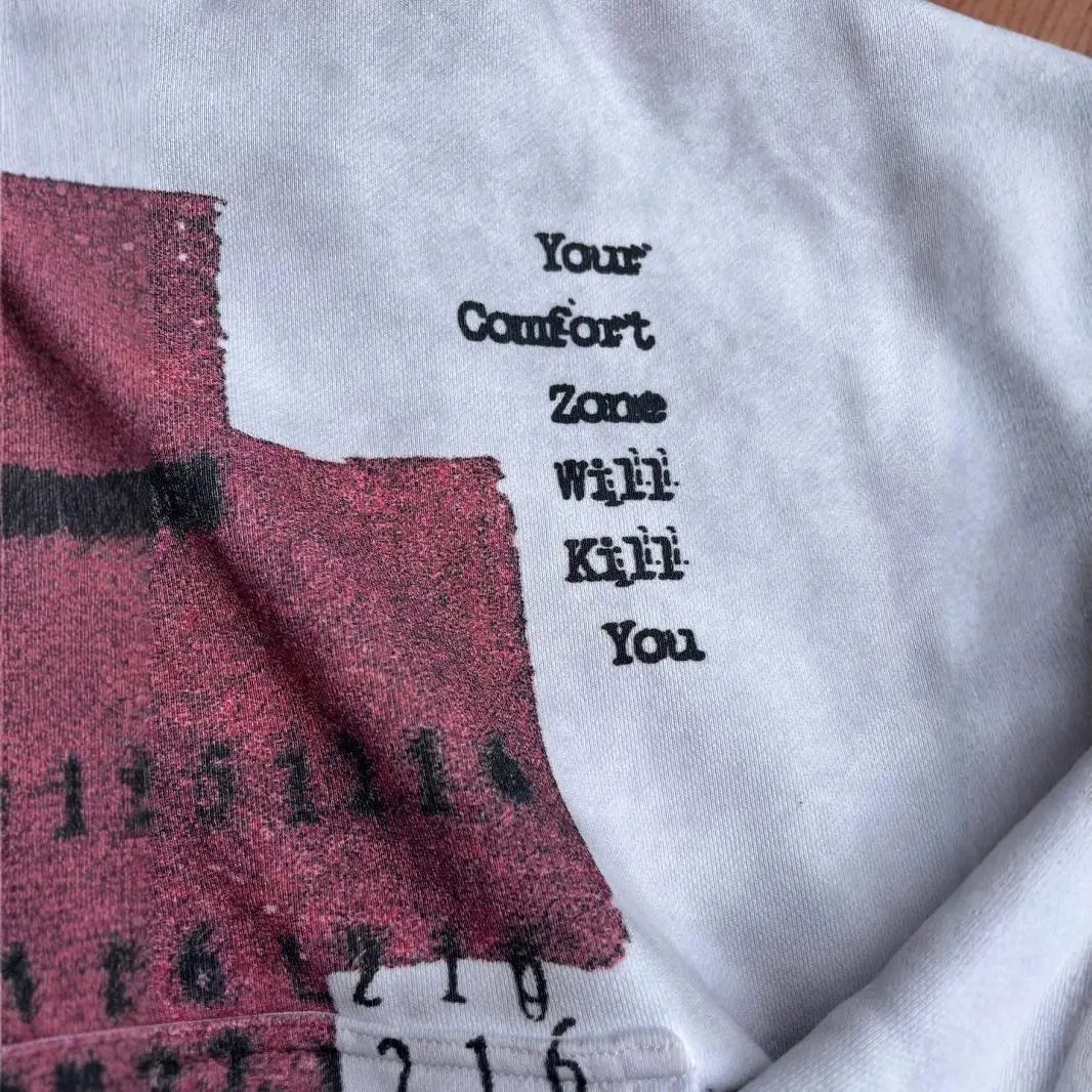 Mens Hoodie Vintage Y2K Streetwear Pullover Gray Sweatshirt Red Cross Print Distressed Style Long Sleeve Casual Dark Fashion 260311
