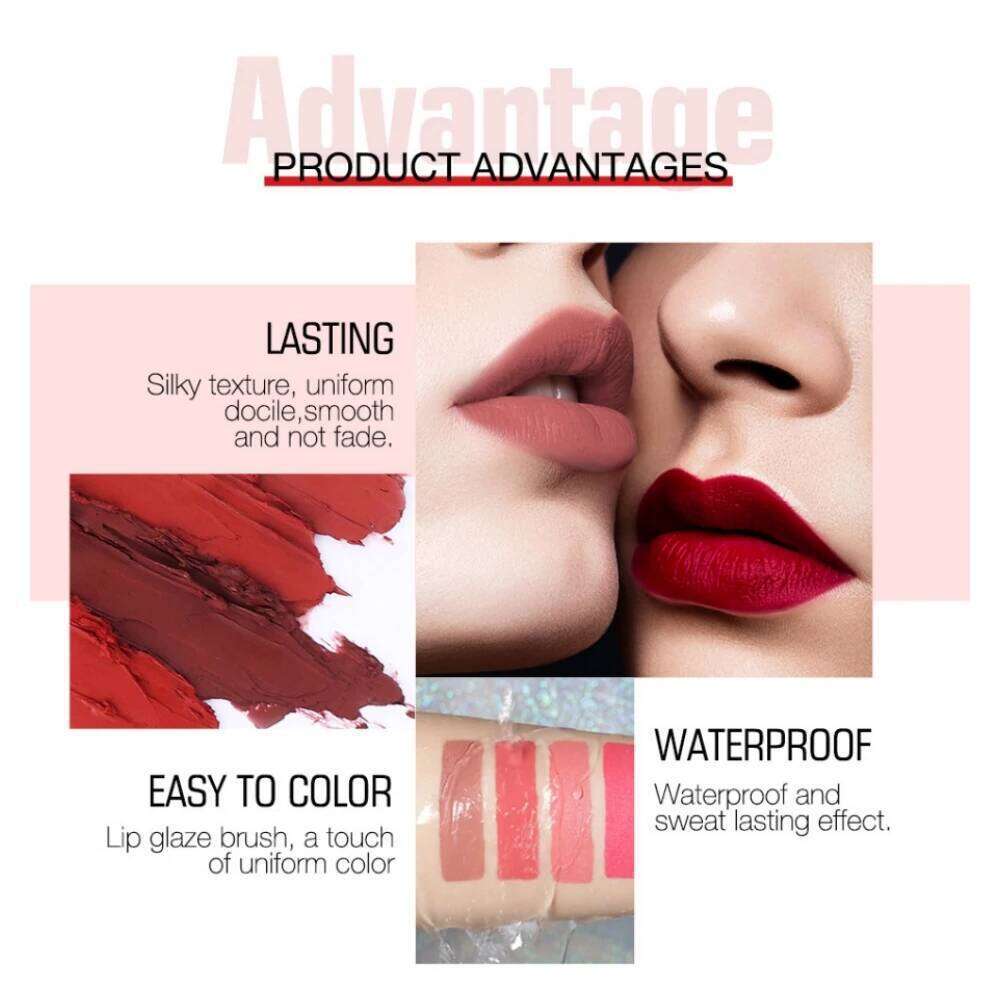 O.TWO.O 2 IN 1 Matte Lipstick&Liquid Lipstick 12 Colors Makeup Glaze Waterproof Batom Lip Cosmetics Silky Texture W260311