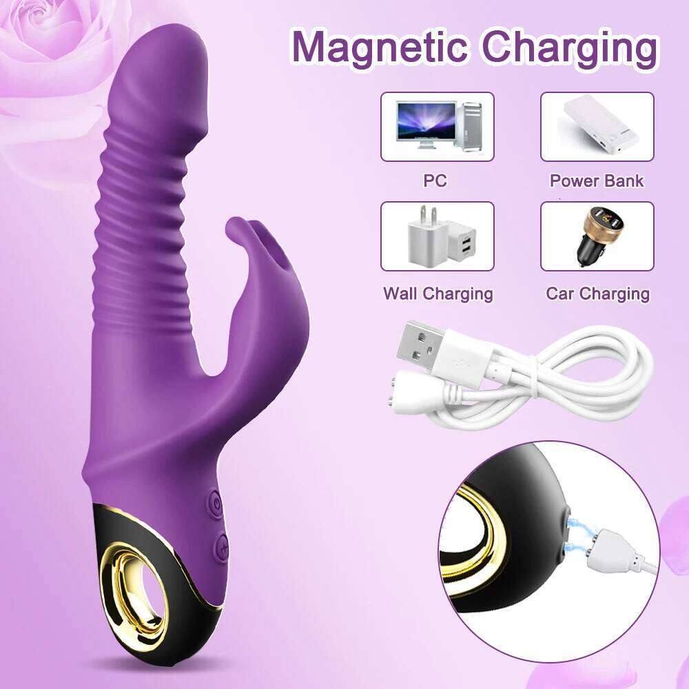 2022 Rabbit Thrusting Vibrator Automatic Telescopic G-Spot Clitoris Stimulator Female Masturbation Sex Toys For Women Adults Z260311