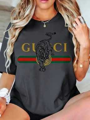 2026 New Letter Printing Short-sleeved Women T-shirt Trendy Temperament Casual Versatile Short-sleeved Clothing HeavyT260312