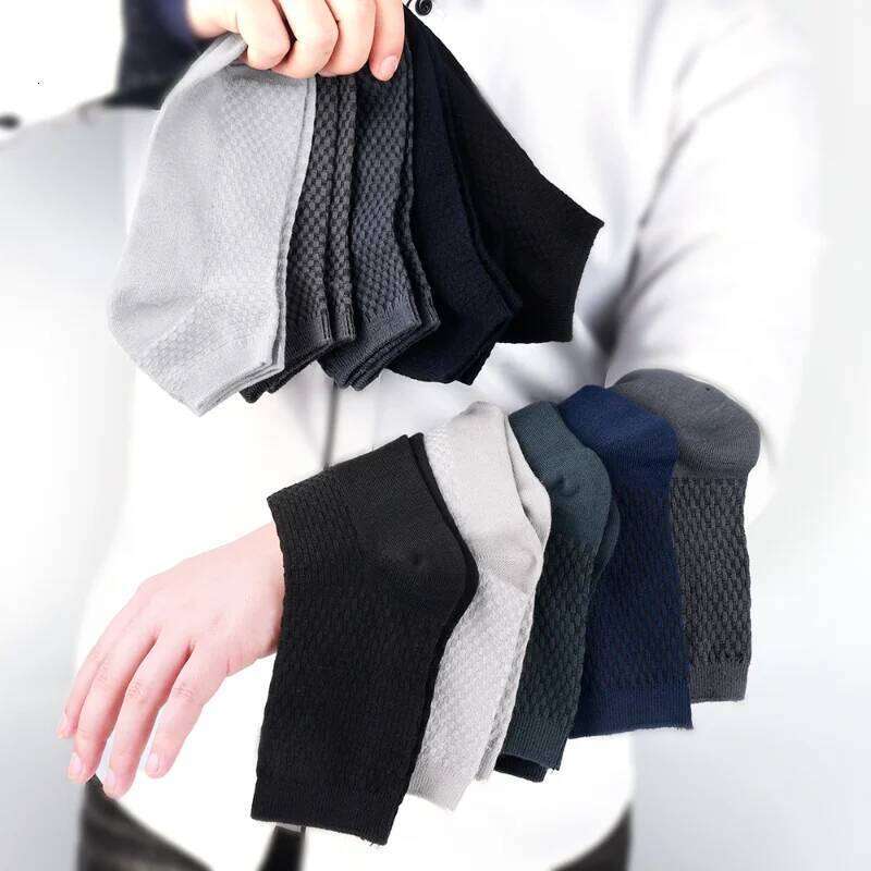 5 Pairs Men Bamboo Fiber Crew Man High Quality Spring Autum Winter Business Breathable Male Dress Ankle Socks Z260312