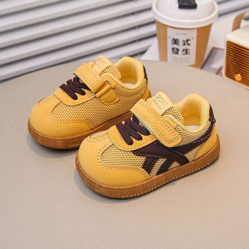 Children's Sneakers Size 18-29 Khaki Breathable Boys and Girls Single Spring Autumn Yellow Soft Kids De Training Shoes H260312