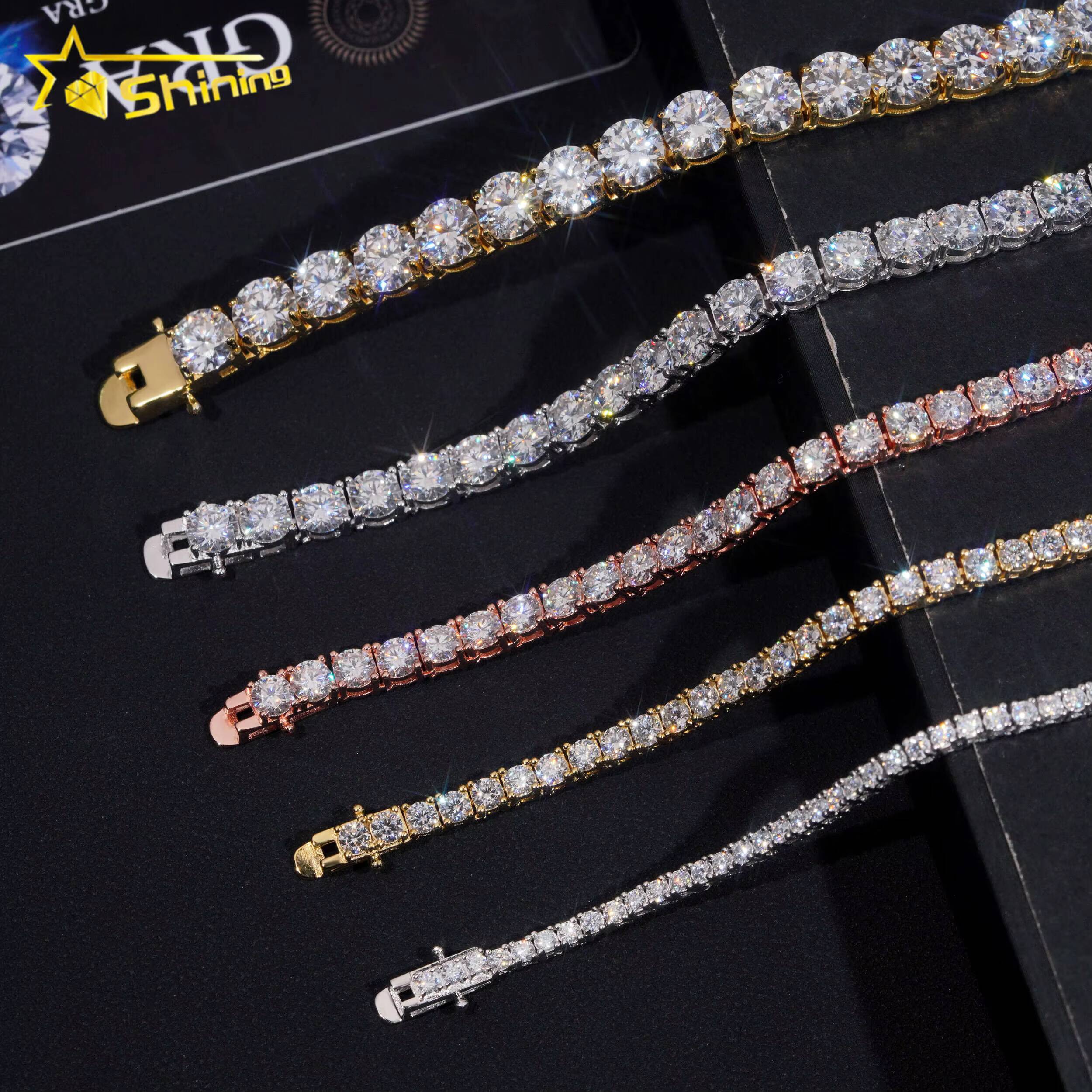 Best Selling GRA Certificated VVS Moissanite Tennis Chain 925 Silver 2mm 3mm 4mm 5mm Iced Out Moissanite Tennis Choker Necklaces