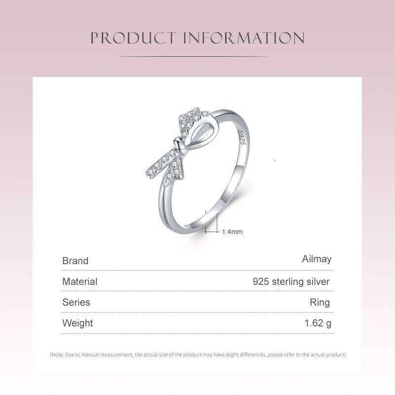 Ailmay Valentine Gift 925 Sterling Silver CZ Fine Rings Korean Style For Women Romantic Wedding Jewelry H260312