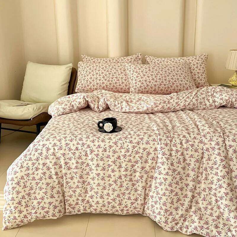 2025 New Class A Thickened Knitted Cotton Double Yarn Four-Piece Small Floral Quilt Set Bed Sheets Gift for Home H260312