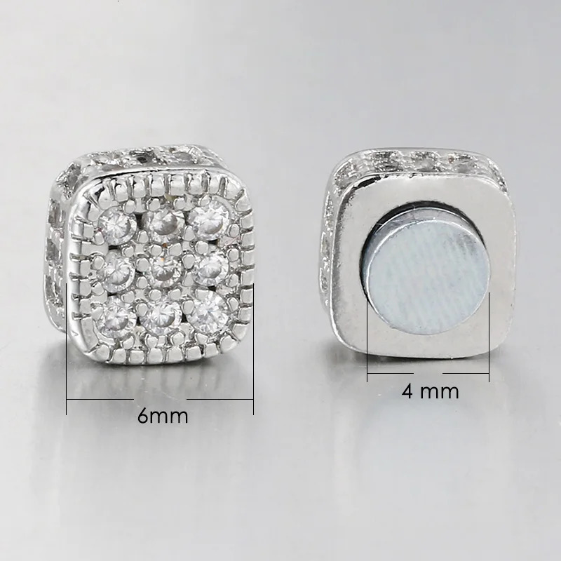Ice Out Earrings For Men Women Strong Magnet Magnetic Stainless Steel Non Piercing Hip Hop Rock Fashion Jewelry Accessories 260309