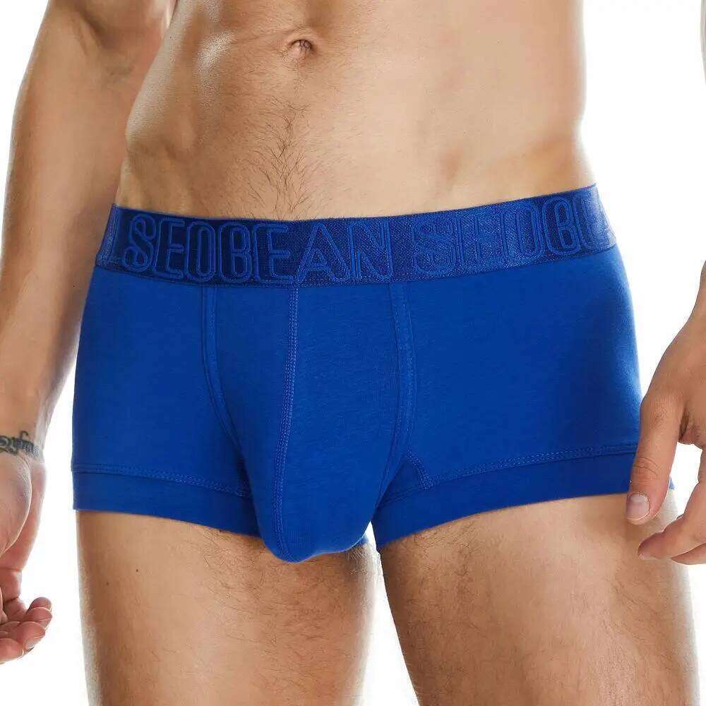 SEOBEAN Men's Breathable Cotton Boxer Shorts U-Convex Pouch Low-Waist Soft Stretch Underwear for Daily Casual & Intimate Wear Z260312