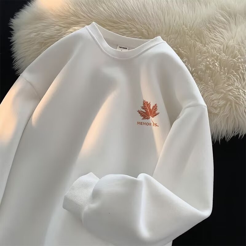 -style Round-neck Hong Kong-style Sweatshirt For Men And Women Plus Size Autumn/winter Designer Hoodie New Model Loose-fitting Heavyweight Solid Color