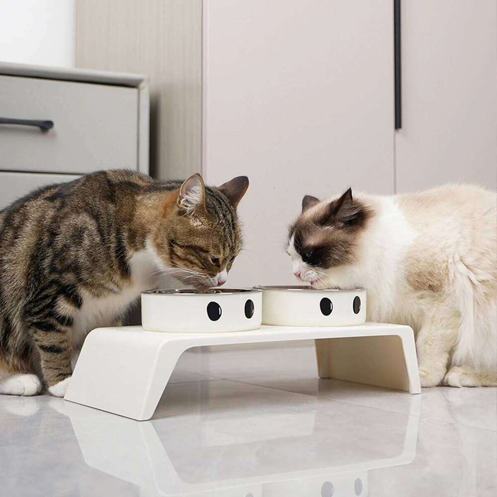 Elevated Pet Dog Feeder Raised Stand with Double Stainless Steel Food Water Bowls For Small Medium Large Dogs Cats 26Y0312