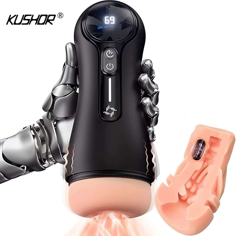 KUSHOR Automatic Male Sucking Masturbator LCD Display Masturbation Cup With 9 Vibrating Mode Pocket Pussy Adult Sex Toys for Man Z260312
