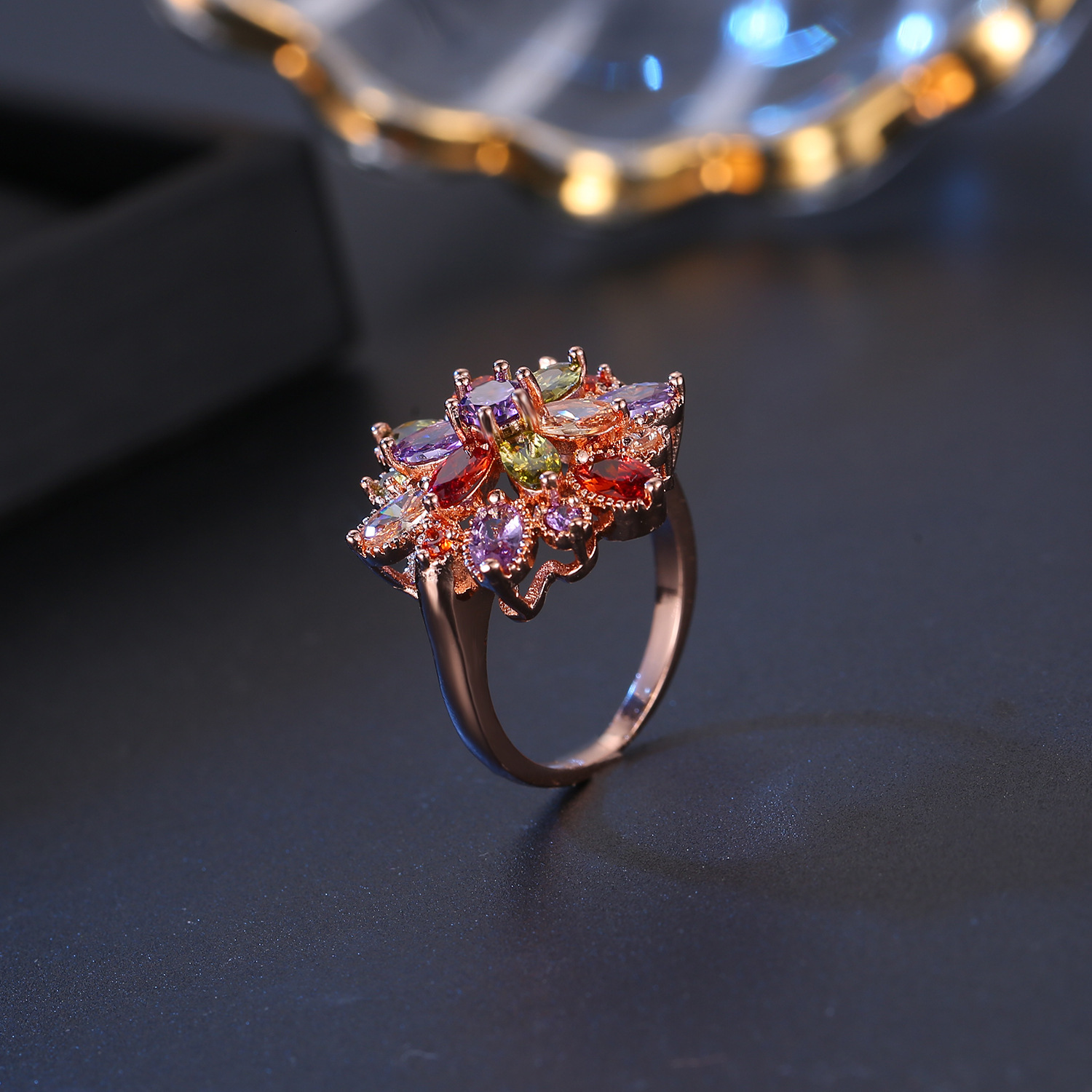 Ring Butterfly Style Jewelry Zircon Ring Women, Dragon Flower Rose Ring Gold Jewelry, Fashionable For Commuting Ring
