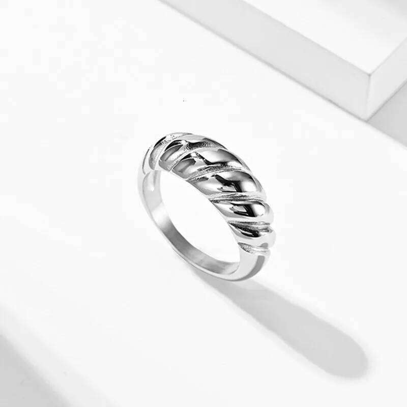 Stainless Steel Twist Bread Design Ring Wedding Band for Men Women Size 4-12 H260312