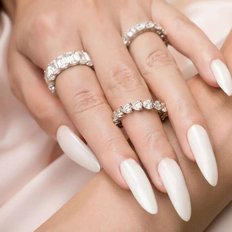 925 Sterling Wedding Engagement Full Enternity Rings Anniversary Heart Cut Silver Women Bridal Ring Jewelry H260312