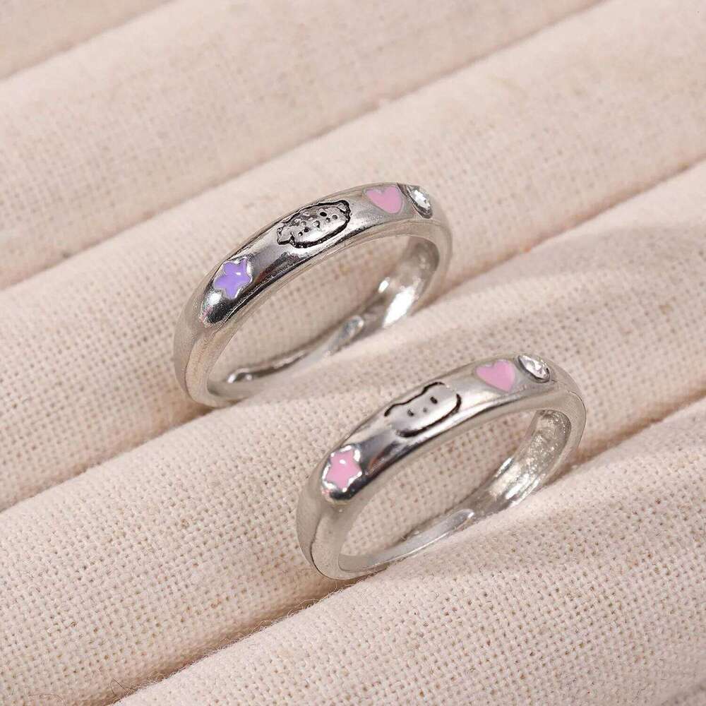 1/2pcs New Lovely Cat Dog Animal Ring for Couple Handmade Opening Adjustable Valentine's Day Rings Fashion Jewelry W260311