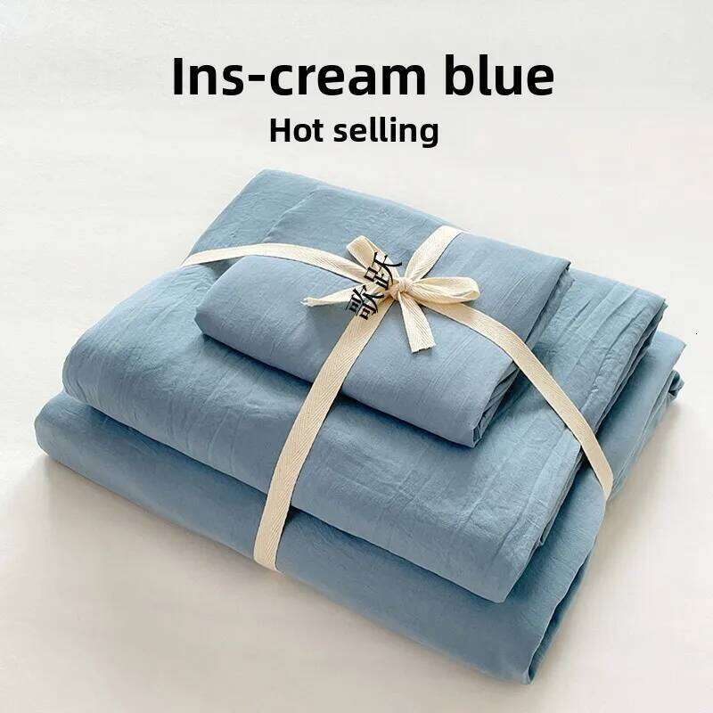 Pure color washed cotton four-piece set bedding H260312