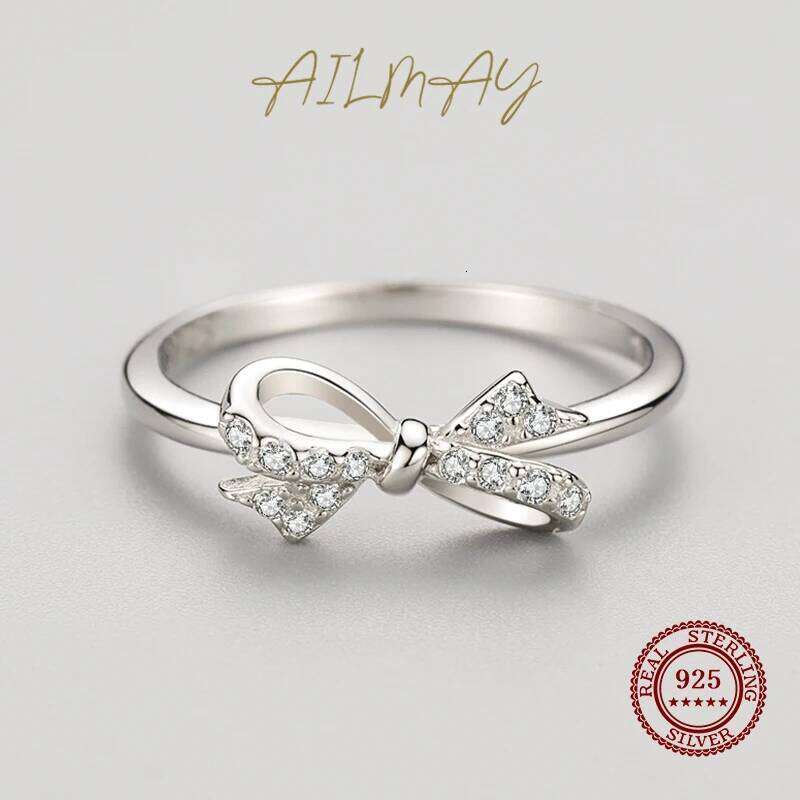 Ailmay Valentine Gift 925 Sterling Silver CZ Fine Rings Korean Style For Women Romantic Wedding Jewelry H260312