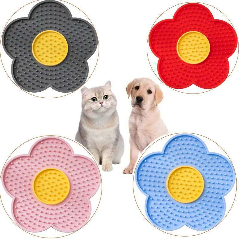 Supplies Cat Pad Sun Flower Shape Silicone Dog Licking Plate Cute Pet slow licking mat 26Y0312
