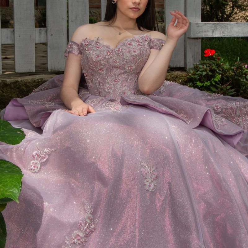 Lilac Shiny Ball Gown Quinceanera Dresses 2026 Applique Lace Beading Crystal Tull Corset Off Shoulder Sweet 16 Dress Years Vestidos De 15 Anos