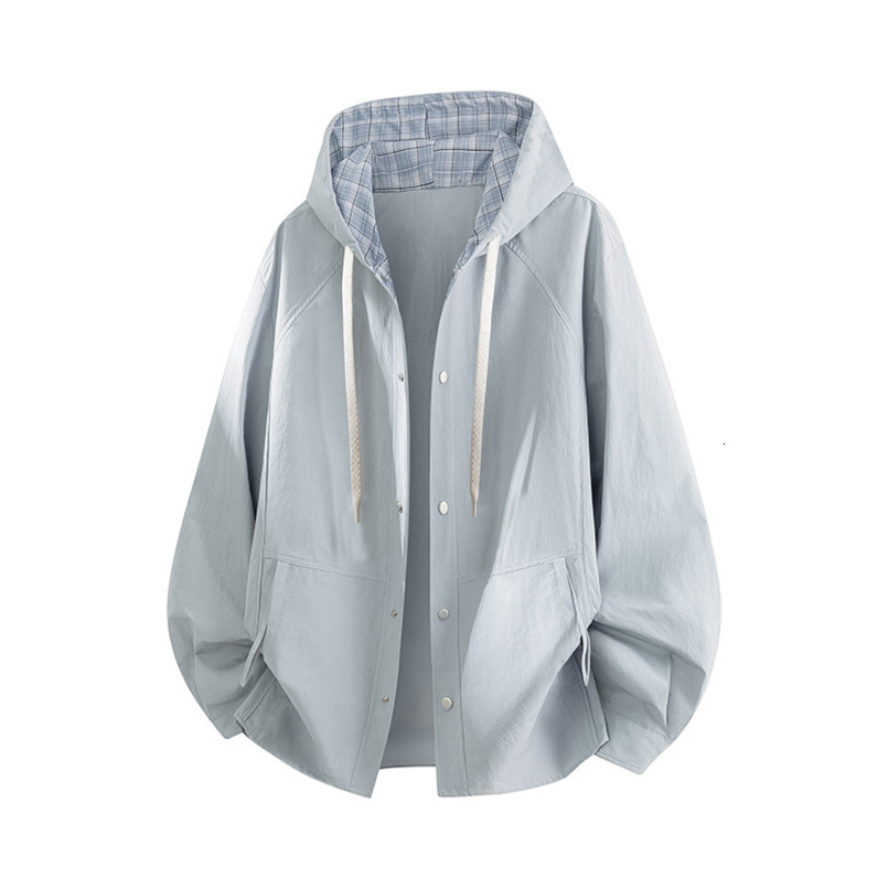 ChaoWai Spring New Japanese Style Trendy Brand Solid Color Pocket Hooded Shirt Retro Couple Casual Loose Jacket