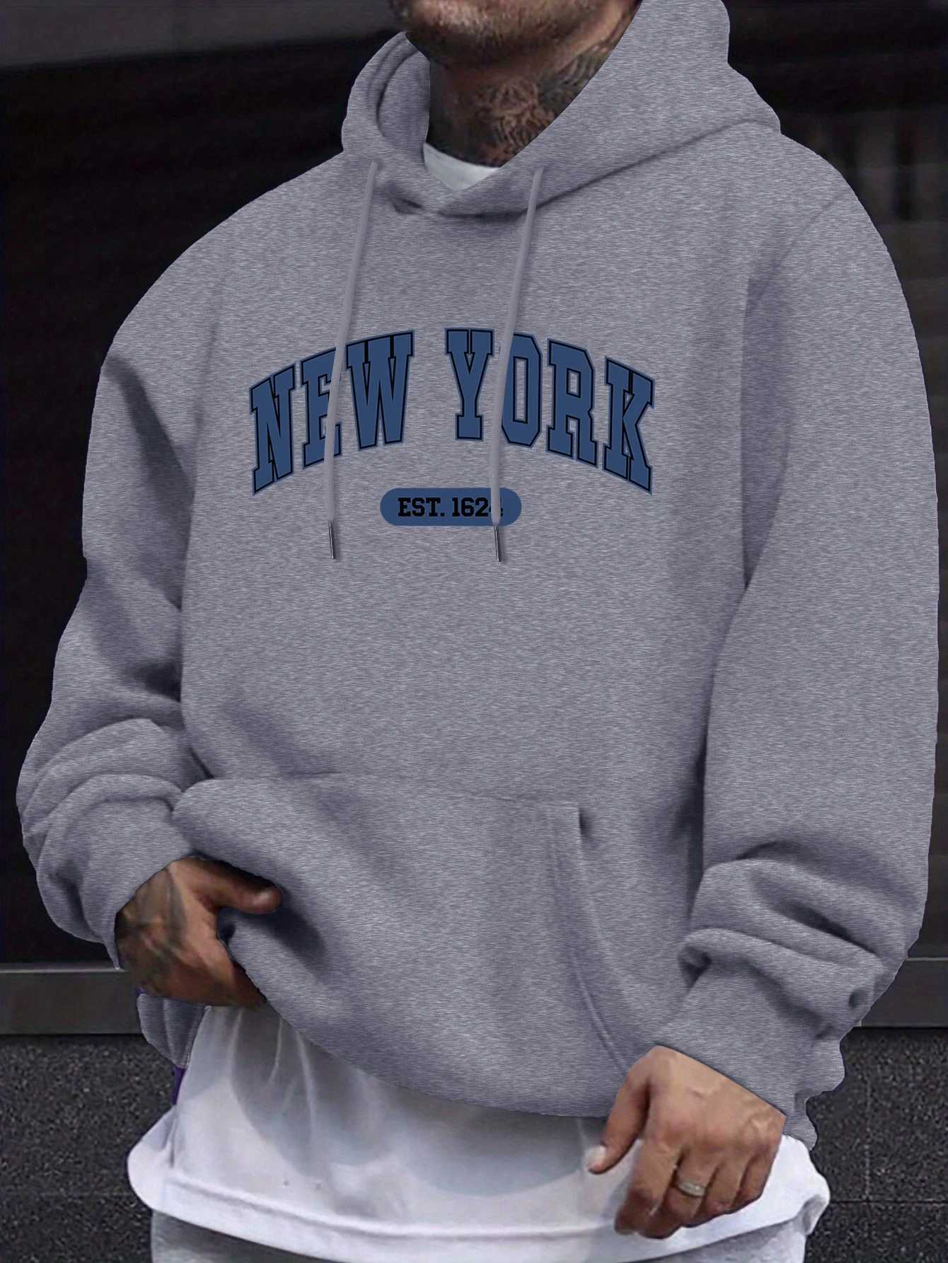 New York Creative Letter Print 12 Color Sweatshirt Male Long Sleeved Comfortable Hoodie Soft AutumnTop Street Casual Clothing M260312