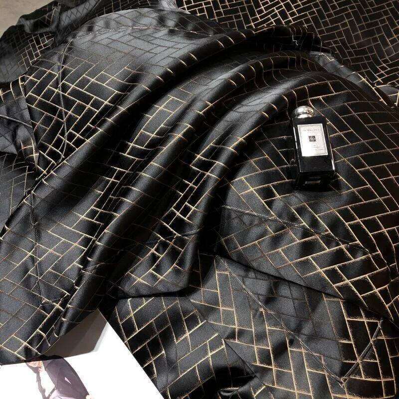 4/6Pcs Black Gold Yarndyed Jacquard Egyptian Cotton Smooth Duvet Cover Cal King Bedding Set Flat/Fitted Sheet Pillowcases H260312