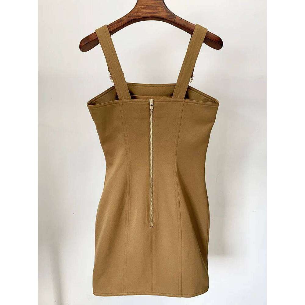 HIGH STREET Newest 2026 Summer Fashion Star Style Designer Women's Lion Buttons Pinafore Dress C260312