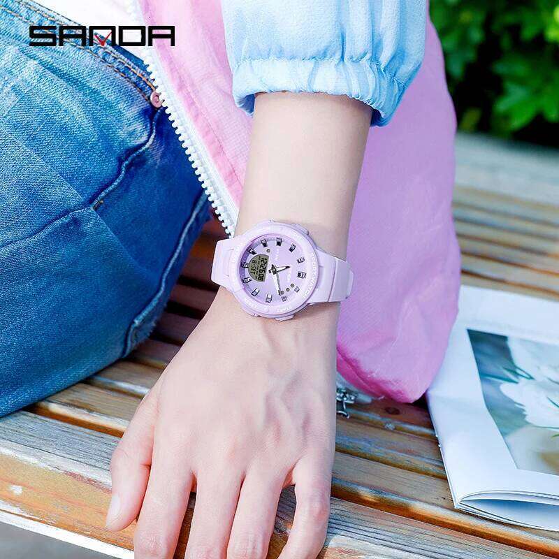 Sanda New Luxury Fashion Women Sport Watch Military Waterproof Multifunctional Led Digital Quartz Relogio Feminino 6005