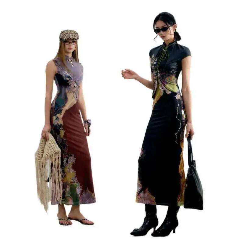 Gradient Unique Design Exquisite Beautiful Print for Women Summer New Long Dress C260312