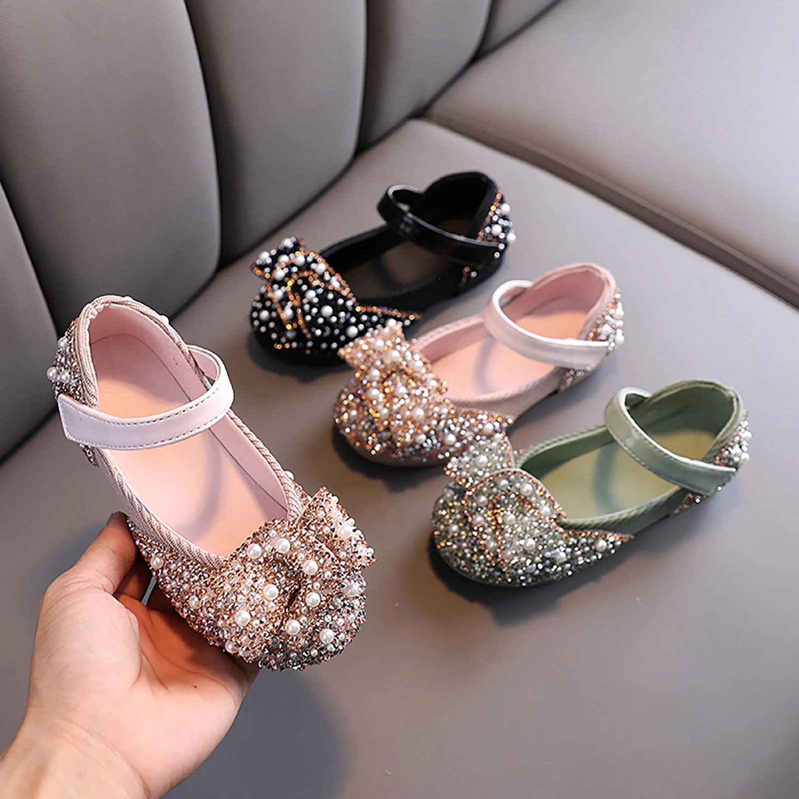 Sandals Toddler Girl Childrens Shoes Pearl Rhinestones Shining Kids Baby Girls Thong Size 3 260311