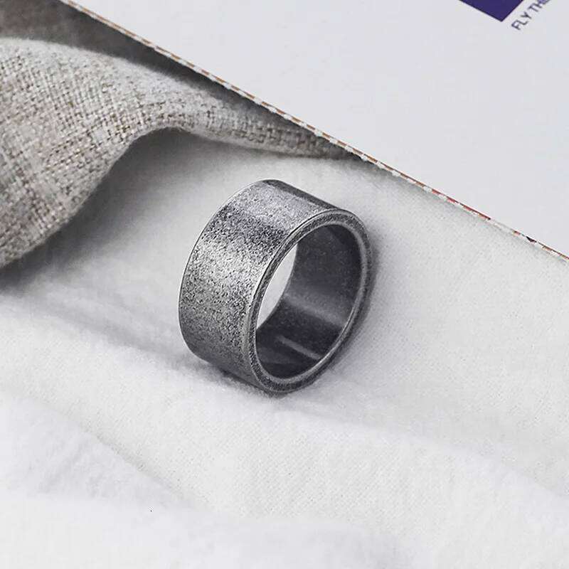 Retro Metal 8/10/12mm Antique Distressed Wide For Men Stainless Steel Ring Punk Gothic Rock Hiphop Accessories Jewelry Gift H260312