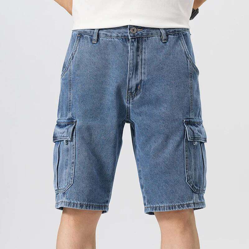 Men's Summer Cool Fashion Denim Jeans Six Pocket Design Regular Fit No Stretch Light Blue Trendy Casual Pants