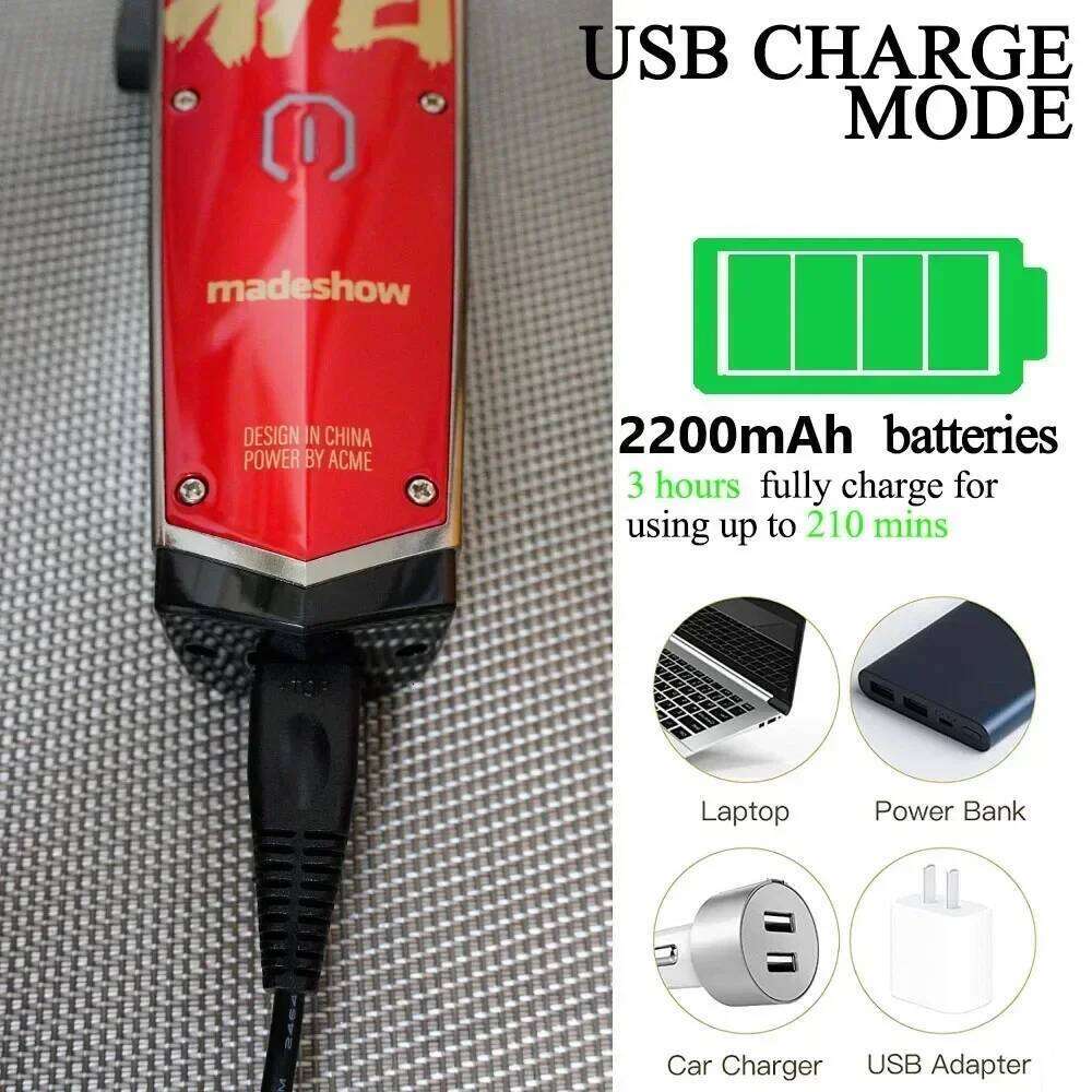 Professional Madeshow M10+ 0mm Bald Head Trimmer 2200mAh 7000 RPM Barber Finishing Hair Clipper for Man C260312