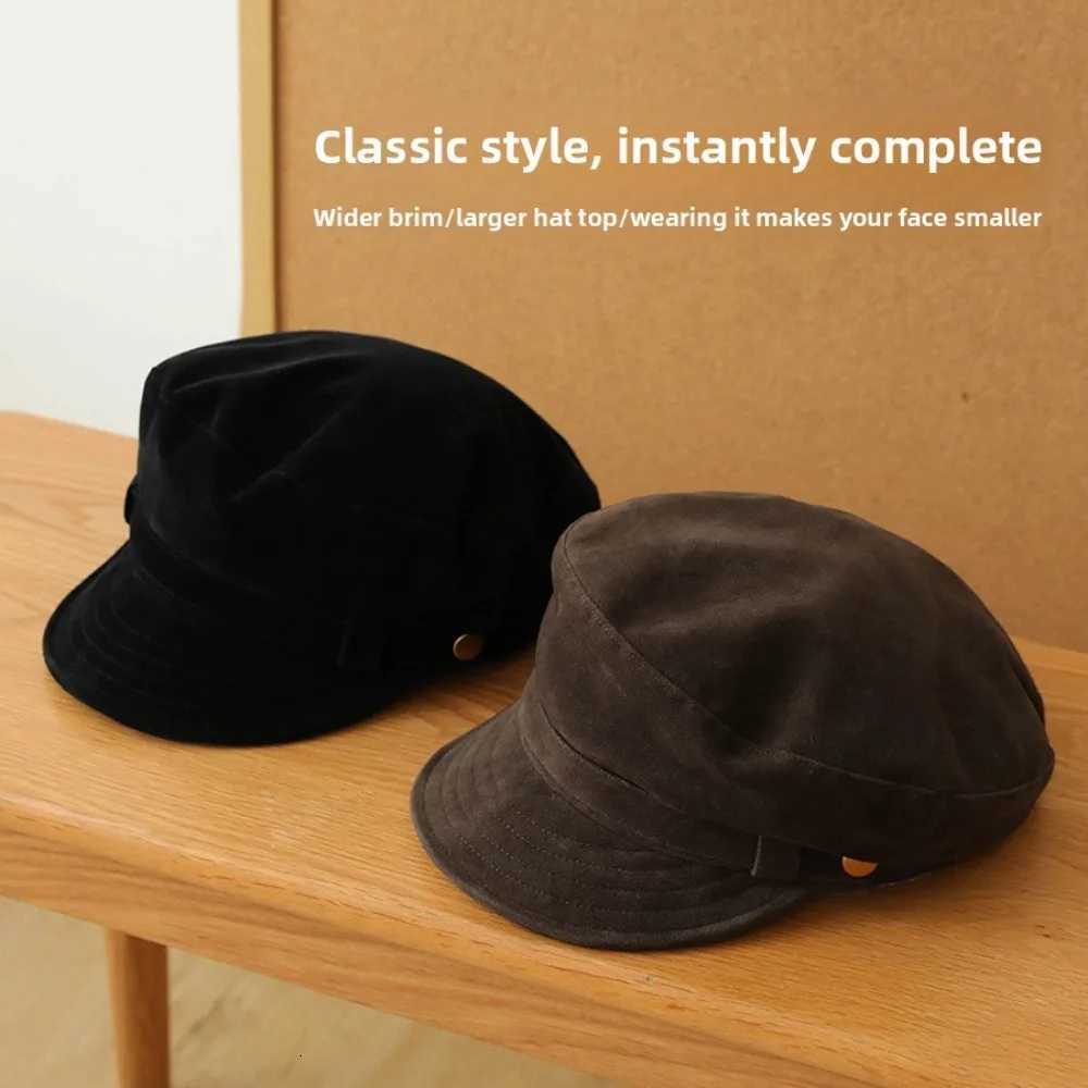 Retro Navy Style Suede Newsboy Cap Men Women Autumn Winter Casual Flat Top Painter Hat H260312 - view 3