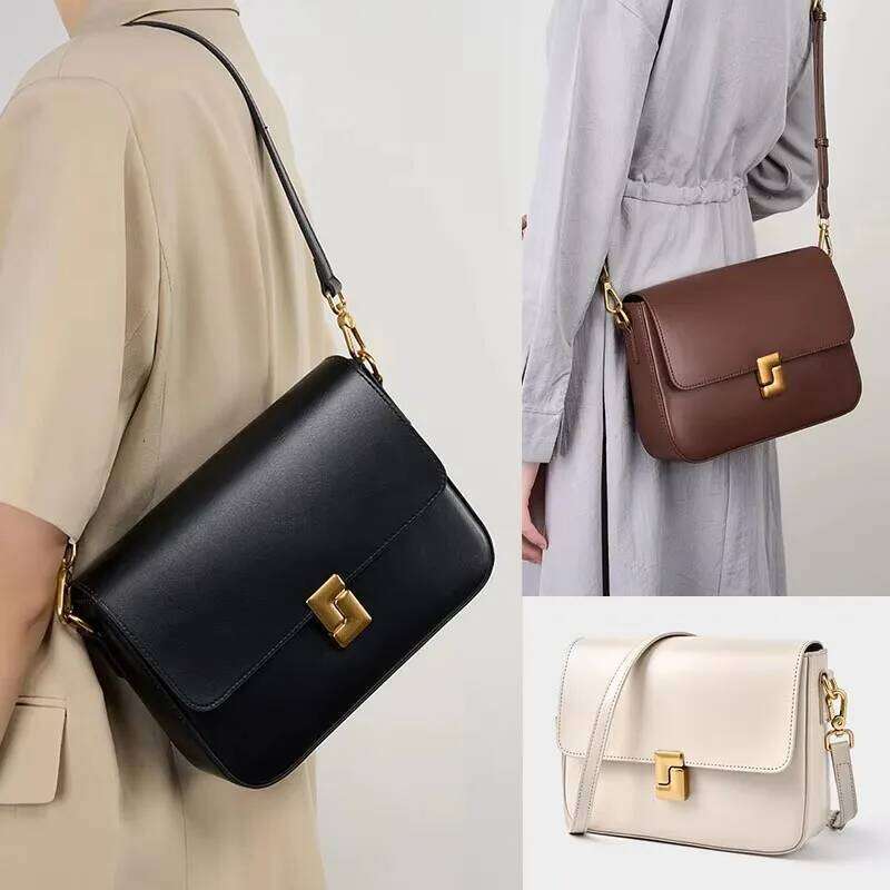 Genuine Leather Women's Luxury Designer High Quality Shoulder Bag Women Cowhide Square Crossbody Bags Fashion Female Handbag