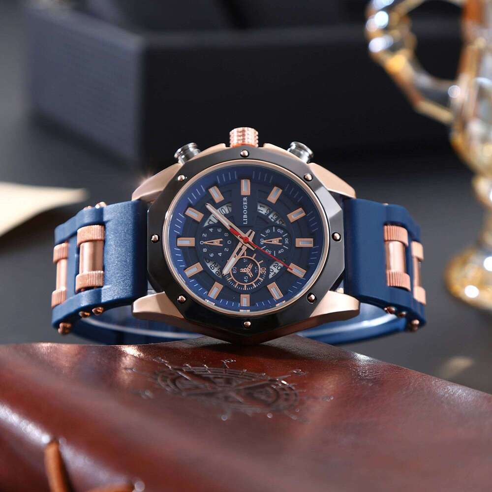 Fashion Silica Gel Strap Mens Quartz Watches Date Function Business Casual Watch for Men Gift